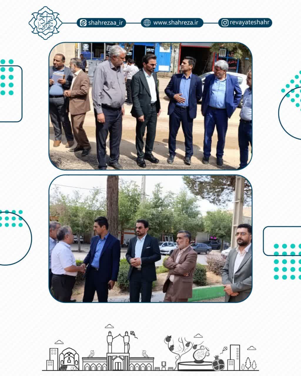 بازدید مهندس تاکی سرپرست شهرداری و اعضای شورای اسلامی شهر از عملیات اجرایی روکش آسفالت در خیابان جانبازان