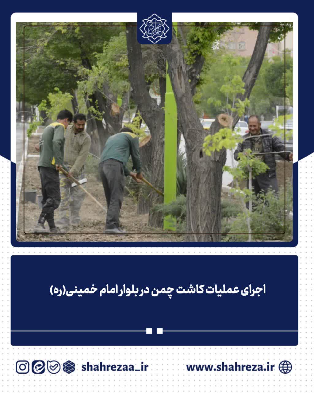 اجرای عملیات کاشت چمن در بلوار امام خمینی(ره)