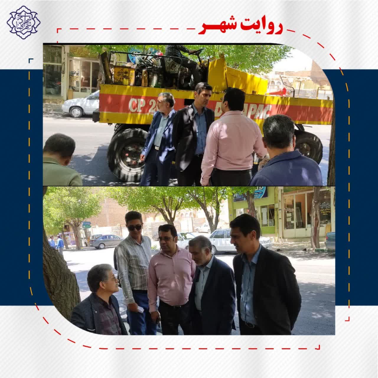 بازدید رئیس شورای اسلامی شهر و مهندس تاکی سرپرست شهرداری از روند عملیات اجرایی روکش آسفالت در خیابان ولیعصر شرقی