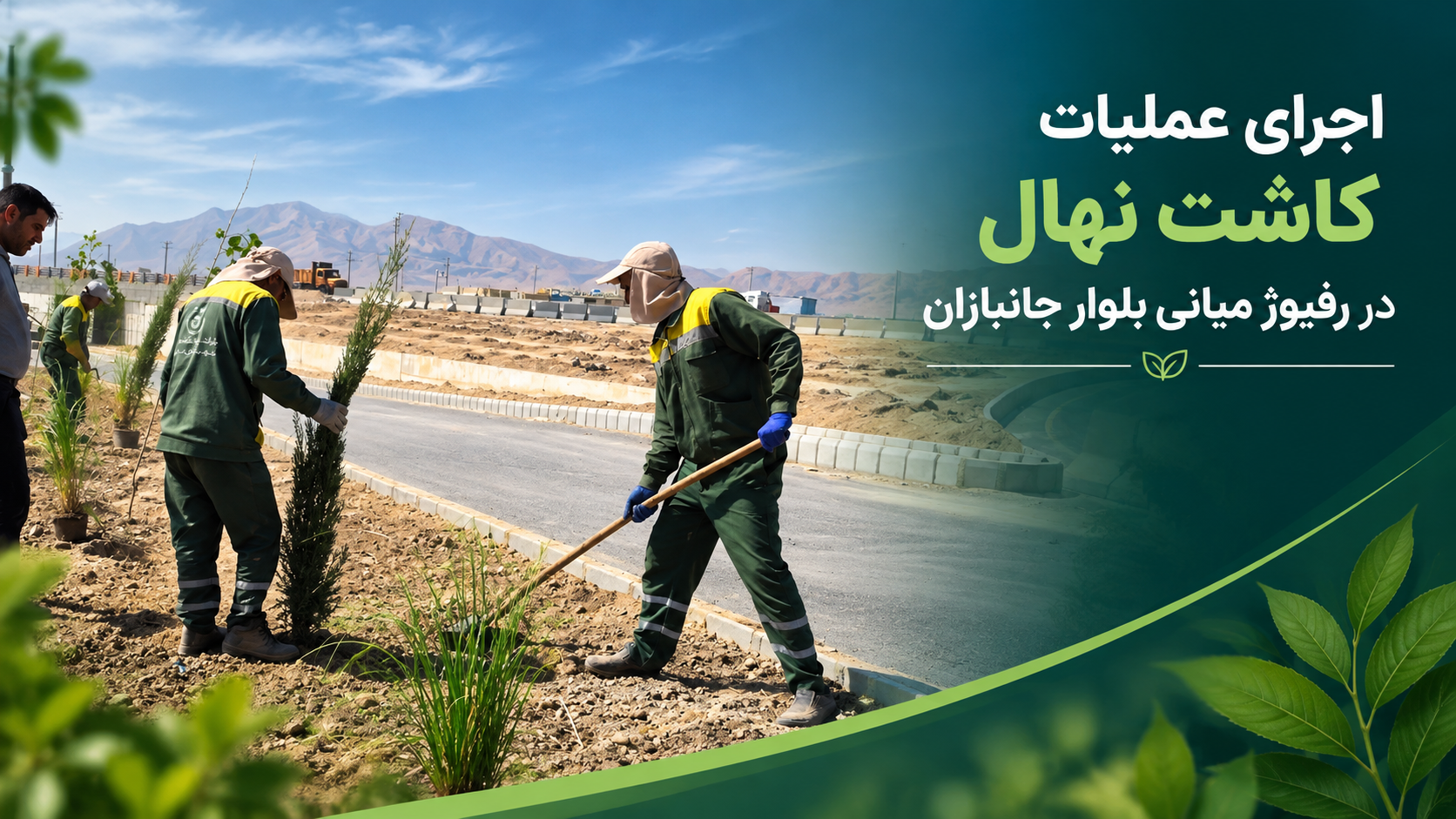 اجرای عملیات کاشت نهال در رفیوژ میانی بلوار جانبازان