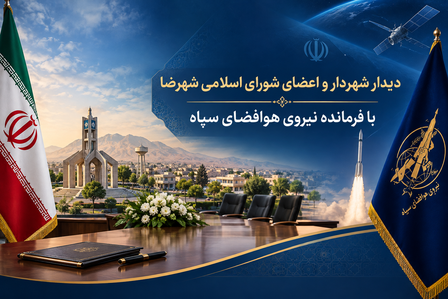 دیدار شهردار و اعضای شورای اسلامی شهرضا با فرمانده نیروی هوافضای سپاه